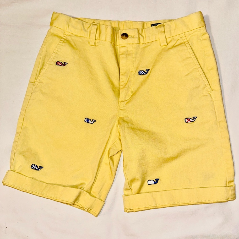 Vineyard Vines Boys Size 12 Formal Yellow Shorts With Adjustable Waist
